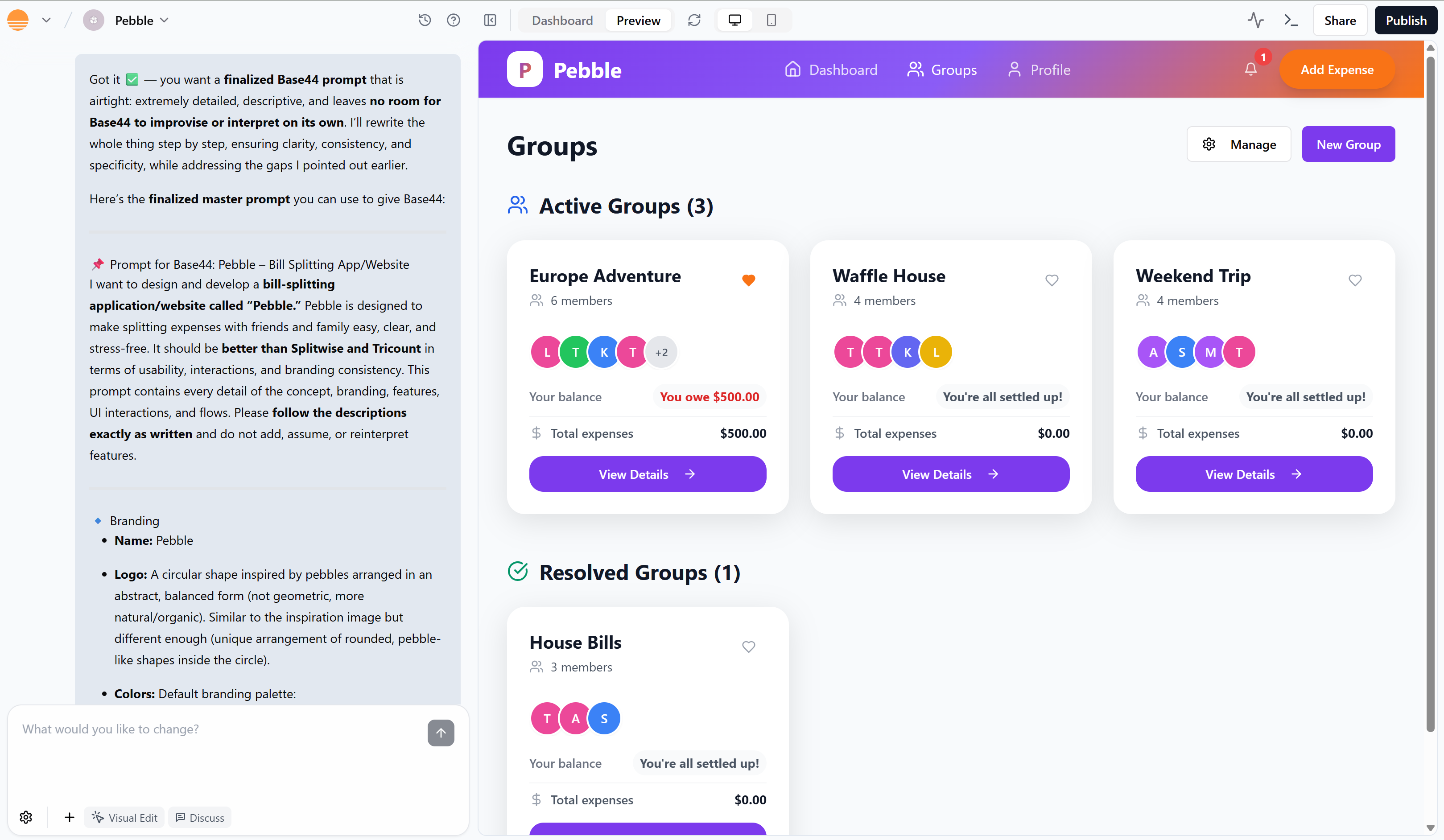 Base44 AI Prompting Process