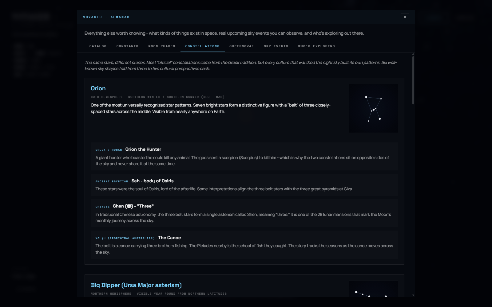 Almanac — constellations across cultures